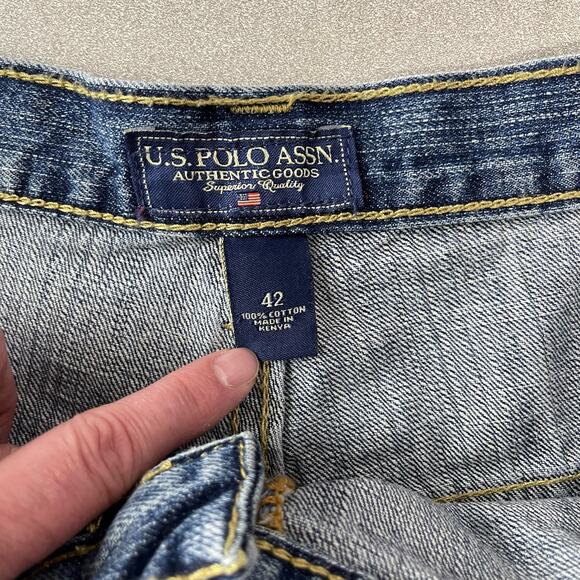 U.S. Polo Association Men's Carpenter Denim Shorts Sz 42 Long Hiking Camping - Picture 11 of 16